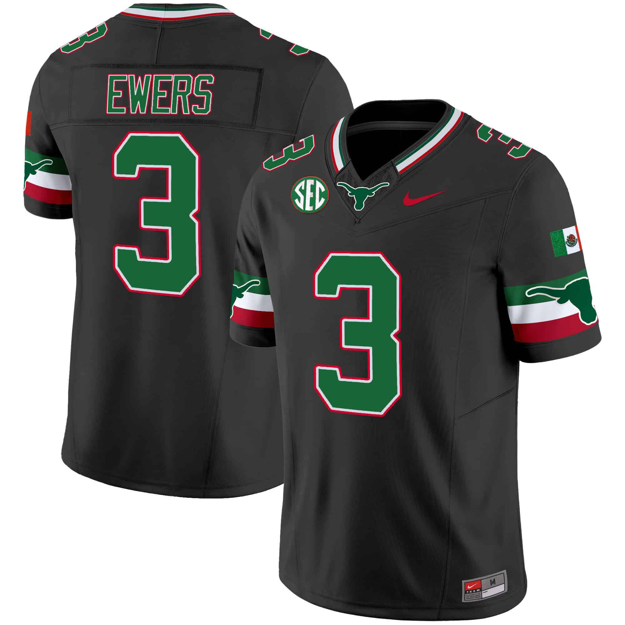 Men Texas Longhorns #3 Ewers Black 2024 Nike Mexico SEC Patch Vapor NCAA Jersey->indianapolis colts->NFL Jersey